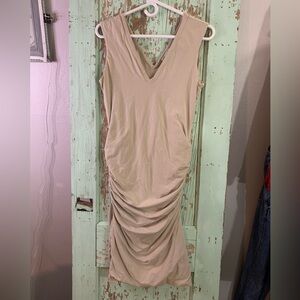 James Perse Cream Ruched Dress